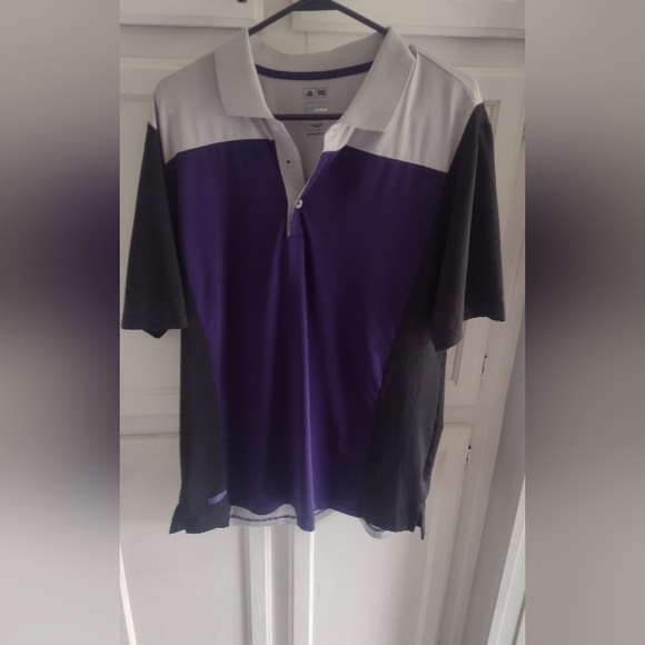 Adidas Puremotion Men's Polo Golf Shirt Size Large, Gray, Black and Purple - Picture 1 of 5